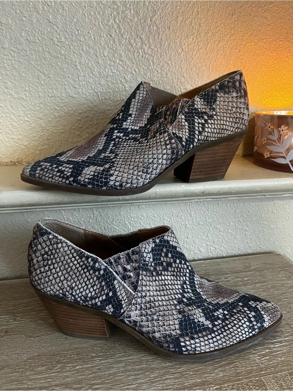 Lucky Brand Tabea Snakeskin Leather Booties Women’s Size 9